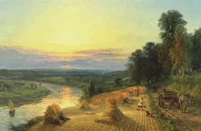 На Риббле, рядом с Престоном, время сбора урожая by Генри Досон, 1866 — digital art print download