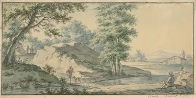 Пейзаж с мостиком by Изаак Шмидт, 1750 - 1818 — digital art print download