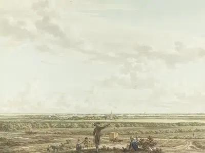 Вид на Столовую гору с передним планом Бларикума by Якоб Кац, c. 1795 — digital art print download
