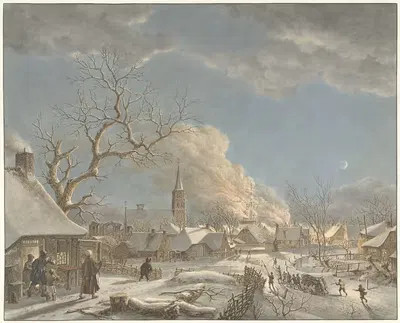 Зима, ночь и огонь by Якоб Кац, 1797 — digital art print download