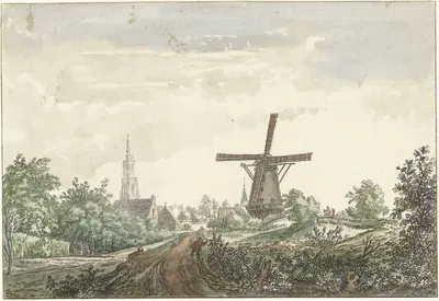Вид на Лёйзденский путь к Амстердаму by Яков ван Лиендер, 1706 - 1759 — digital art print download