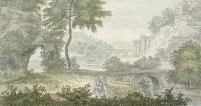 Italiaans landschap by Jacob van Liender, 1706 - 1759 — digital art print download