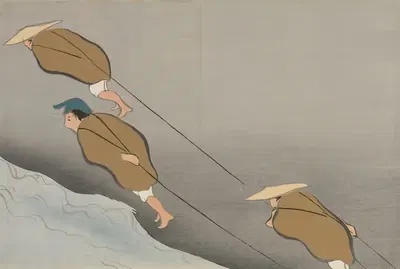 Тянущие лодки (Хикибунэ) by Камисака Секка, 1909-1910 — digital art print download