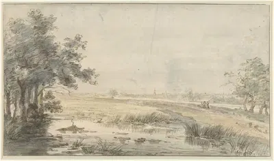 Пейзаж с рыбаком у воды by Ян Хулсвит, 1776 - 1822 — digital art print download