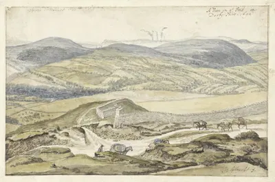 Gezicht op de bergen van High Peak in Derbyshire by Jan Siberechts, 1699 — digital art print download