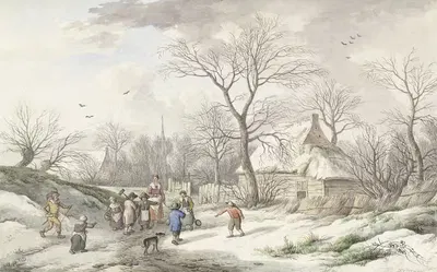 Winter; Assembling for Shrove Tuesday by Jan van der Meer the Younger, 1705 — digital art print download