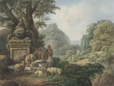 Пейзаж с пастухами у водопоя by Ян Виллем Пиненман, 1789 - 1853 — digital art print download