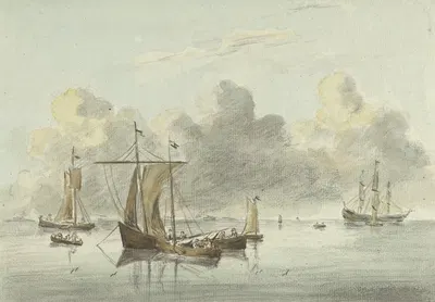Лодки в спокойной воде by Жан Бернар, 1775 - 1833 — digital art print download