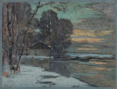 Канал Л'Урк в зимнее время by Жан Констан Пап, 1907 — digital art print download