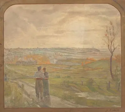 Paysage avec un couple marchant by Jean Joseph Enders, 1904-1907 — digital art print download