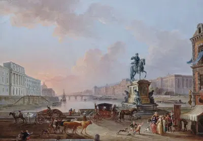 Монна, мост Рояль и Лувр, вид с площадки моста Нового by Жан-Батист Лалеман, 1775 — digital art print download