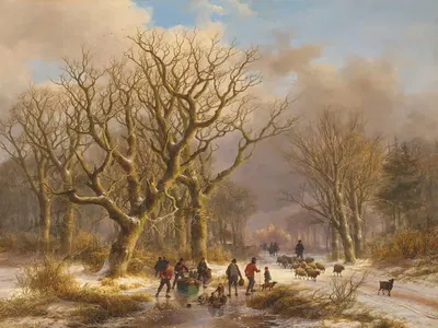 Зимнее время by Иоганн Бернард Кломбек, 1872 — digital art print download