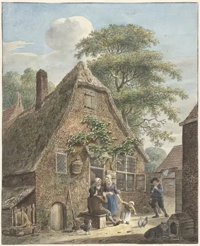 Семья у крестьянского дома by Иоганнес Кристиаан Янсон, 1773 - 1823 — digital art print download