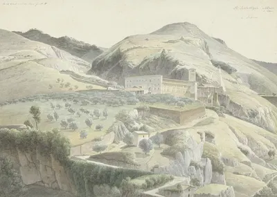 Пейзаж с монастырем у Субиако by Иосиф Августус Книп, 1778 - 1847 — digital art print download