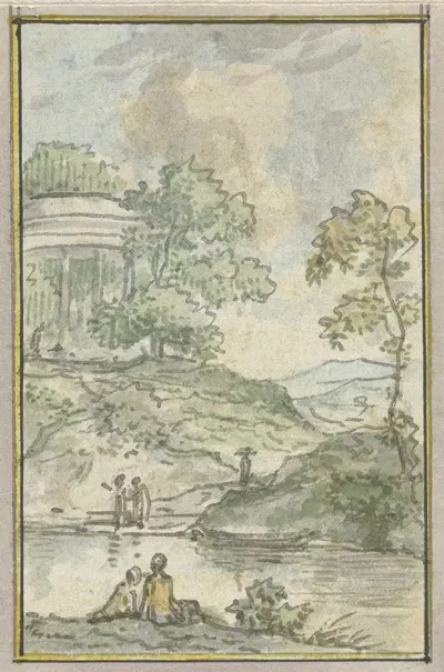 Пейзаж с круглым храмом by Юриан Андриессен, 1752 - 1819 — digital art print download