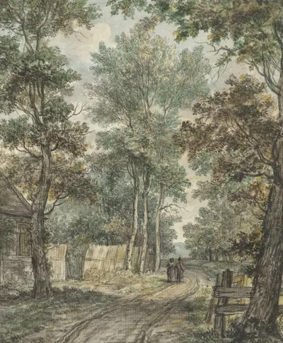 Пешеходы на лесной дороге у Хемстеде by Юриан Андриессен, 1752 - 1819 — digital art print download
