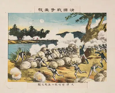 Violent Battle at Zizhulin, Tianjin by Kasai Torajirō, 1900-1901 — digital art print download
