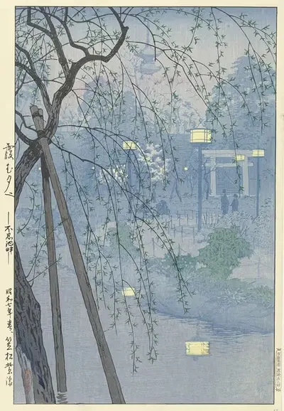 У края пруда Шинобадзу в туманную ночь by Касамцу Сиро, 1932 — digital art print download