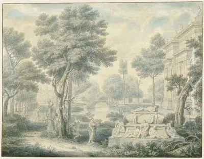 Аркадический пейзаж с гробницей by Луи Фабритиус Дюбург, 1746 — digital art print download