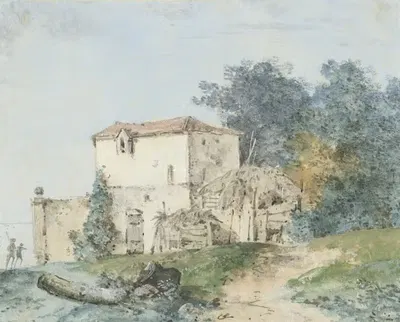 Загородный дом в пейзаже by Луи Габриэль Моро, 1750 - 1806 — digital art print download