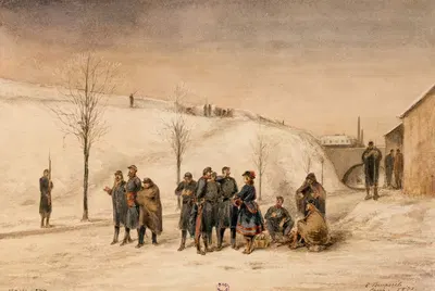 Soldats et cantinière aux fortifications by Louis-Emile Benassit, 1871 — digital art print download