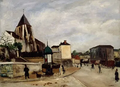 L'Église Saint-Germain-de-Charonne, la place Saint-Blaise et la rue de Bagnolet by Marcel Leprin, 1920 — digital art print…
