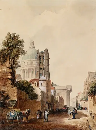 Улица Кловис и стена Филиппа-Августа by Макс Бертелин, 1845 — digital art print download