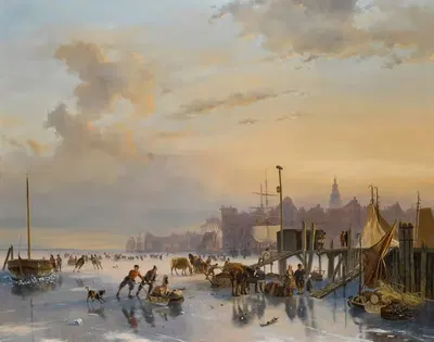 Конькобежцы на Ий, Амстердам by Николас Иоганнес Розенбум — digital art print download