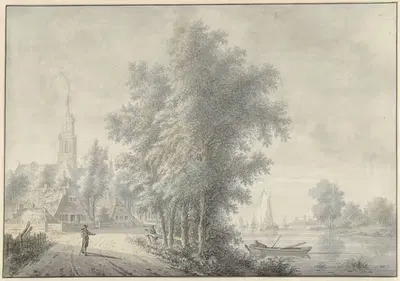 Вид на деревню с церковной башней by Николас Викаарт, 1758 - 1815 — digital art print download