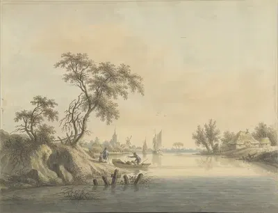 Вид на деревню Эльст на Маасе by Николас Викаарт, 1758 - 1815 — digital art print download