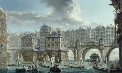 Состязание моряков между мостом Нотр-Дам и мостом О-Шанж by Николя Жан-Батист Рагене, 1756 — digital art print download