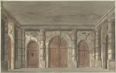 Эскиз декора для театра в преддверии тюрьмы by Питер Барбьерс, 1779 — digital art print download