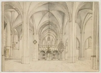 View of the Nave and Choir of the Sint-Cunerakerk, Rhenen, Looking East by Pieter Jansz Saenredam, 1644 — digital art print…