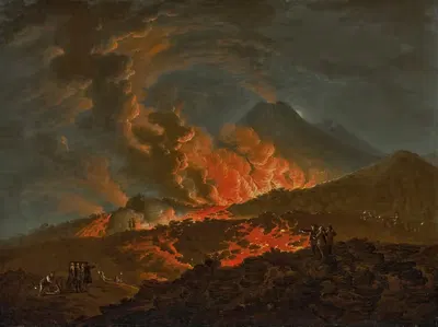 Везувий, извергающийся ночью by Пьетро Фабрис — digital art print download