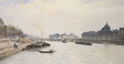 Le pont des Arts, vue du pont Royal by Stanislas Lépine, 1884 — digital art print download