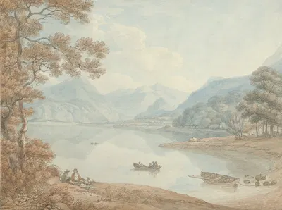 Gezicht op Derwent Water, in de richting van Borrowdale (Cumberland) by Thomas Hearne, 1754 - 1817 — digital art print…