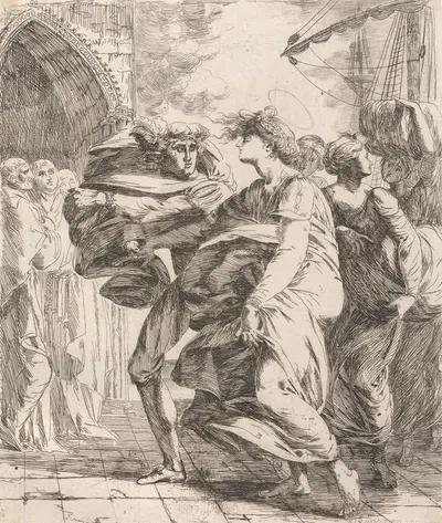 The Landing of St. Margaret in Scotland by Alexander Runciman — digital art print download