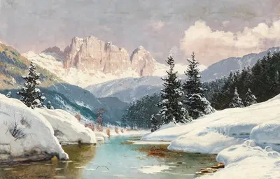 Солнечный зимний день с видом на Доломиты by Тони Халлер — digital art print download
