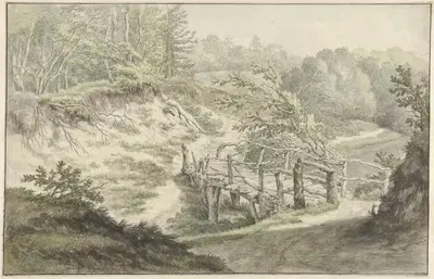 Duinlandschap met houten brug by Willem Uppink, 1777 - 1849 — digital art print download