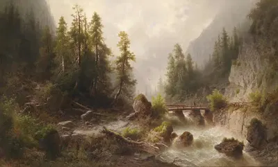 Гористый поток by Альберт Ригер — digital art print download