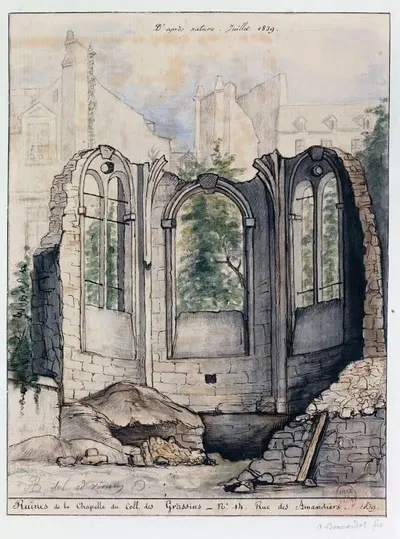 Руины часовни колледжа Грассена, 14 улица Аманди by Альфред Боннардо, 1839 — digital art print download