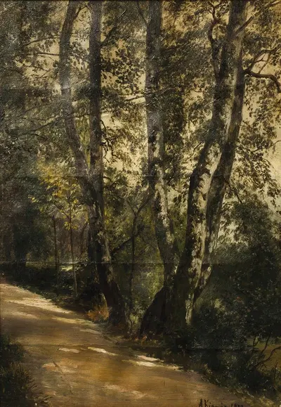 Березы у дороги by Алойс Кирниг, 1900 — digital art print download