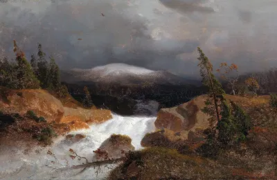 Norwegische Berglandschaft by Andreas Achenbach — digital art print download