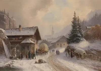 Деревенская улица зимой by Антон Долл — digital art print download