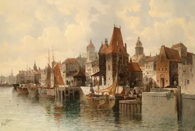 Stadt am Fluss by August Von Siegen — digital art print download