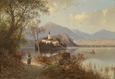 Blick auf den Bleder See by Carl Hasch — digital art print download