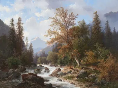 Gebirgsbach in der Ramsau by Carl Hasch — digital art print download