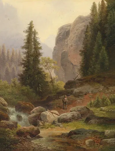 Jäger im Hochgebirge by Carl Hasch — digital art print download