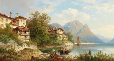 Motiv aus Gandria am Lago di Lugano by Carl Hasch — digital art print download