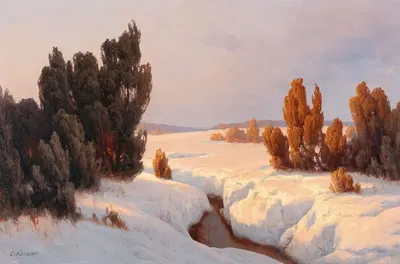 Winter Landscape in the Sun by Carl Kenzler — digital art print download